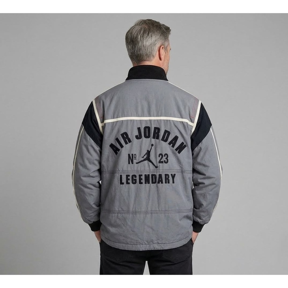 Vintage 90s Nike Air Jordan Legendary No 23 XL Gray Full Zip Jacket RN56323 - Picture 3 of 14